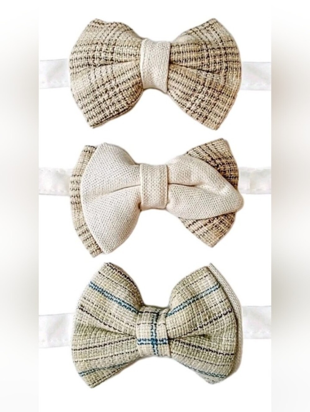 (3) Handmade Bowties. 100% Linen. 4"x3". Earthtones. Wedding Party! Proms, A5.
